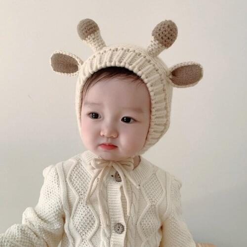 Baby Stuff Hat Fawn Cartoon Kawaii Winter Boys Girls Woolen Soft Adjustable Fashion Childrens Knitted Infant Beanie Ear Cap