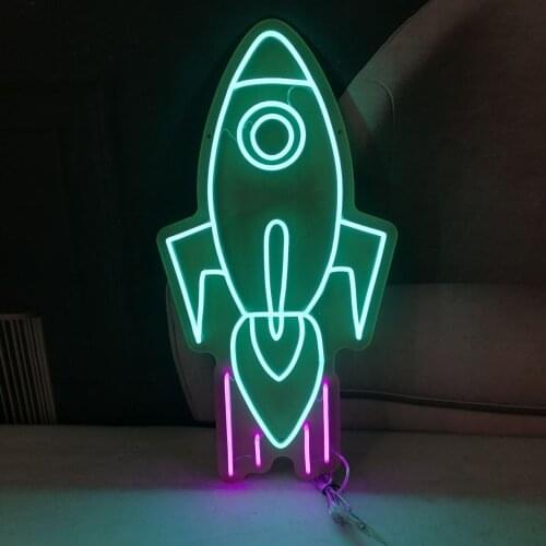 LED Neon Light Sign Game Lamp Rocket Neon Wall Lights Night Lamp for Room Holiday Party Decor Cool Birthday Christmas Gift Decor