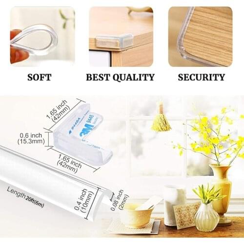 Clear Baby Proofing Guard Edge Corner Protector 6m Transparent Soft PVC Bumper Strip for Cabinet Table