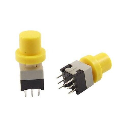 8.5 x 8.5mm x 14mm Yellow Cap Tact Tactile Push Button Switch Lock 6 Pin