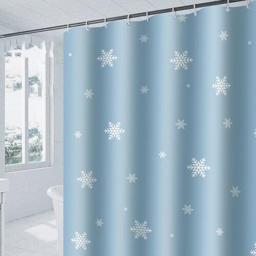 Thickened Polyester Cloth Snowflake Printed Shower Curtain Toilet Bathroom Shower Cover Waterproof Mildew-proof Bath Cover