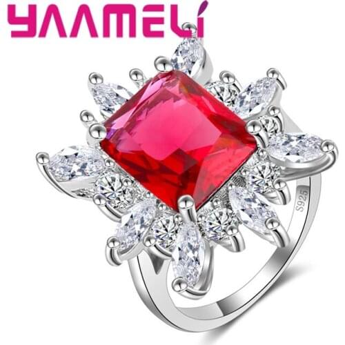 Spring New Luxury Flower Shaped Rings Exaggeration Beauty 925 Sterling Silver Finger Rings Jewelry for Women Accessorie