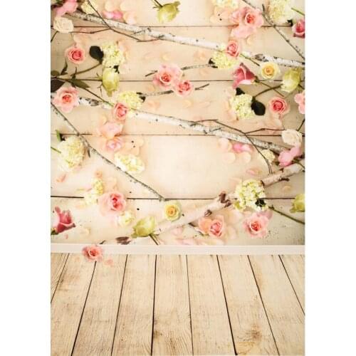 SHUOZHIKE Vinyl Custom Photography Backdrops Prop Flower and wood planks Theme Photography Background LCJD-179