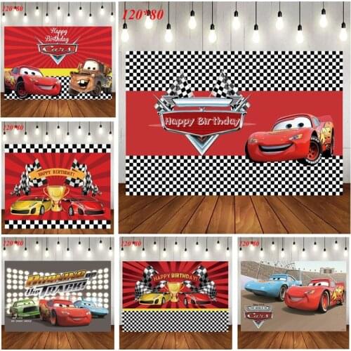 Disney Cars Mcqueen Theme Photography Vinyl Backdrops Customized Boy Birthday Party Christmas Background For Photo Studio
