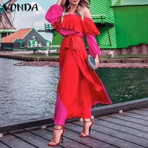 Красные летние платья VONDA China At AliExpress