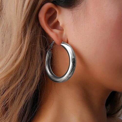 WUKALO Big Geometric Hoop Earrings Punk Vintage Gold Color Circle Huggie Earrings for Women Fashion Female Jewelry Brincos