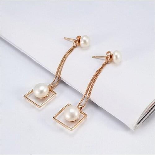 Fashionable Personality Pearl Stud Earrings Female S925 Sterling Silver Tassel Earrings DIY Accessories Lady Accessories