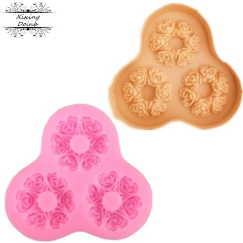 1Pcs Flower wreath Silicone moulds fondant mold cake decorating tools chocolate gumpaste molds