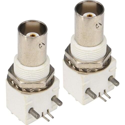 10pieces/lot) Wholesale White PC Board PCB Mount Right Angle BNC Female With Nut bulkhead Connector