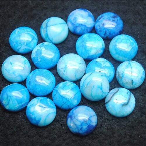 12PCS Blue Jasper Stone Cabochons Round Shape Size 16MM NO HOLE Beads Cabs Loose DIY Jewelry Accessories FREE Shipping