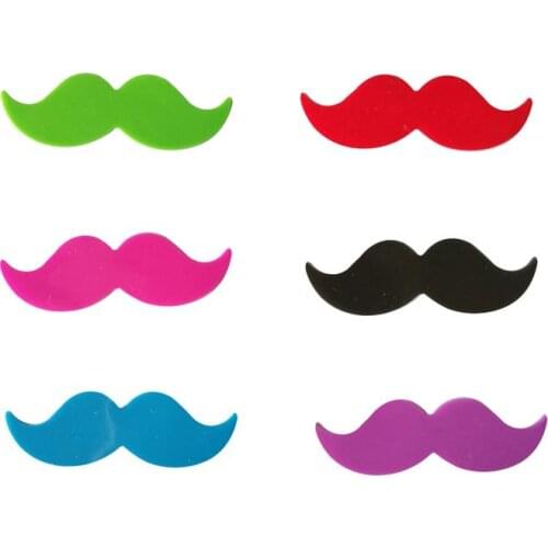 6 Pcs Silicone Red Wine Glass Marker Drink Marker Creative Moustache Shape Glass Identification Marker (Mixed)