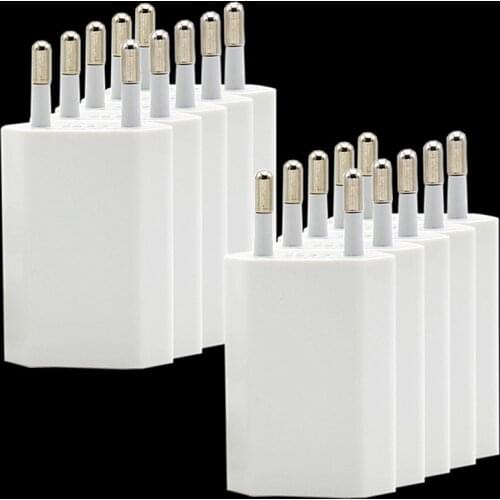 10PCS EU Plug USB Charger Phone Adapter charging for apple iphone 4 4s X XS 11 XR SE 2020 8 7 6 5 Portable Wall Mobile Charger