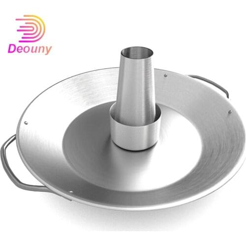 DEOUNY 12 Inch BBQ Beer Wine Chicken Roaster Stainless Steel Holder Vegetable Barbecue Accessories Outdoor BBQ Round Pan Stand