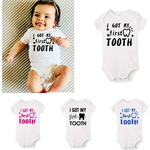 Children Clothes Newborn Girl Outfit Baby Summer Jumpsuits Kids' Things Boy Costume Print First Tooth Bodysuit for Newborns