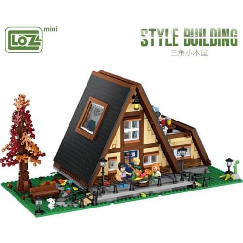 Loz building blocks triangle cabin mini small particle assembling toy puzzle inserting ornaments for adults