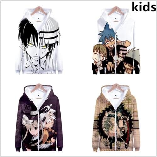 3 To 13 Years Kids Hoodie Anime Soul Eater 3D Printed Hoodies Sweatshirt Boys Girls Long Sleeve Jacket Coat Children Clothes