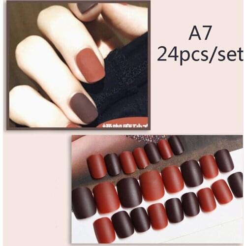 Gradient Natural Artificial Fake Nails Press On Full Cover Nails With Glue 24pcs New