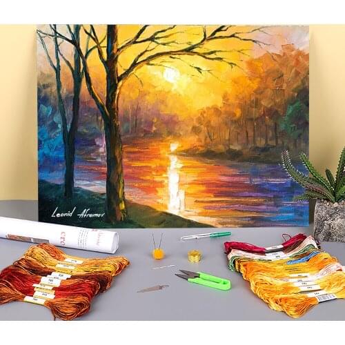 Yellow River Printed Water-Soluble Canvas 11CT Cross-Stitch DIY Embroidery Complete Kit DMC Threads Knitting Sewing Mulina