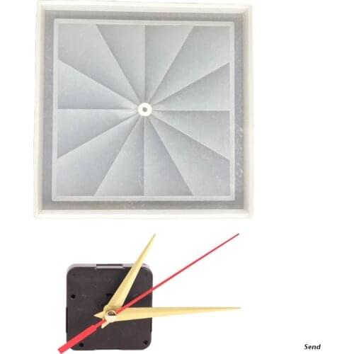 Square Windmill Wall Clock Epoxy Resin Mold Desktop Ornaments Clock Silicone Mould DIY Crafts Home Decorations Casting Tools