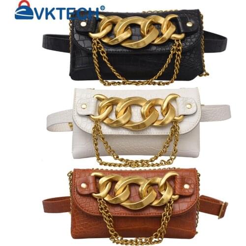 Fashion Women Alligator Pattern PU Leather Waist Belt Bag Small Phone Pouch Purse Ladies Fanny Pack Thick Crossbody Chest Bags