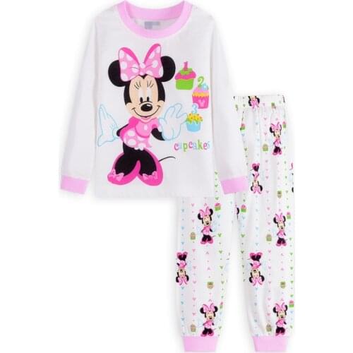 1-7y 2pcs New Kids Minnie Pajamas Sets Baby Girls and Boys Clothes Pijamas Cartoon Long Sleeve T-shirt+Pants Set