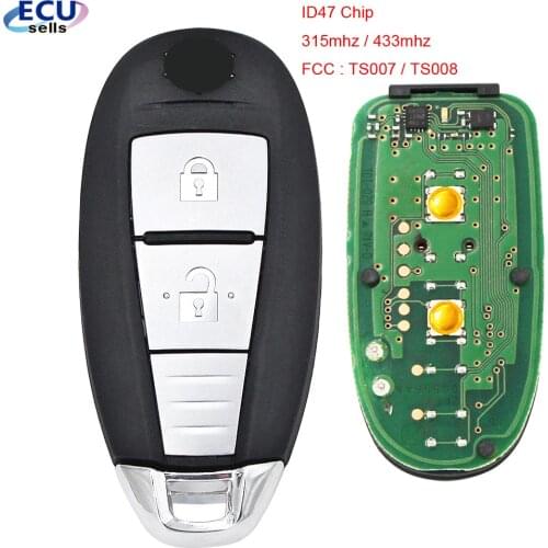 OEM 2 Button Remote Key Blank Fob for Suzuki Swift SX4 Vitara 2010-2016 315MHz / 433MHz PCF7953 / ID47 TS008 / TS007