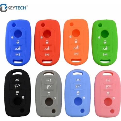 OkeyTech 4 buttons Silicone Case Cover Fob for FIAT Toro 500X Nuovo Grazie Replacement Soft Silicone Rubber Car Key Case Sleeve