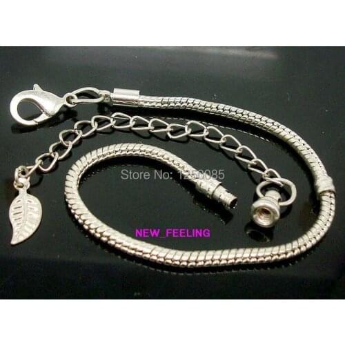 Wholesale 10pcs/lot European Style White-K Snake Bracelets with Screws Fit European Charms beads DIY Jewllery Making 16cm - 24cm