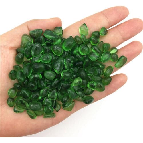 Wholesale 50g 7-9mm Green Glass Gravel Glaze Stone Rock Polished Aquarium Specimen Decor Natural Quartz Crystals