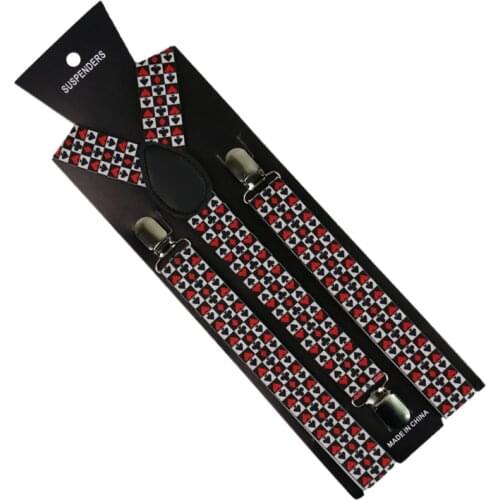 Winfox Fashion Men Women Y-Back Poker Player Cards Suspenders Y-Back Braces Unisex Adjustable Elastic Suspenders