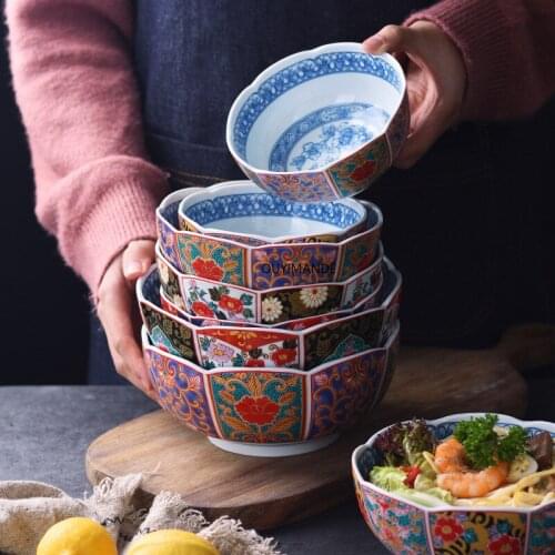 Tableware Ceramic Food Bowl Set Japan Hand Painted Relief Underglaze Home Restaurant Baby Rice Noodle Ramen Soup Bowls Utensils
