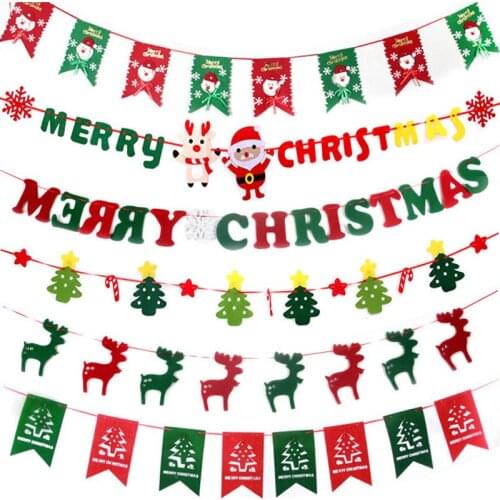 2-3m Christmas Decorations Flags Flag-pulling Shops Hanging Non-woven Hanging Drop Ornaments Flags Party Supply