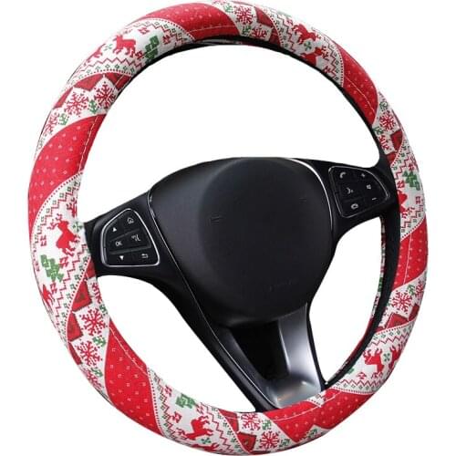 Christmas Gift Linen Car Steering Wheel Cover For 14.57''(37CM)-15''(38CM) M Size For VW AUDI Benz RENAULT Seat Opel Ford etc