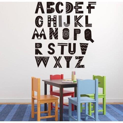 Scandinavian Alphabet Wall Decal A-Z Alphabet Decal Cartoon Alphabet Vinyl Wall Sticker For Baby Nursery Kids Room Decor LL1016