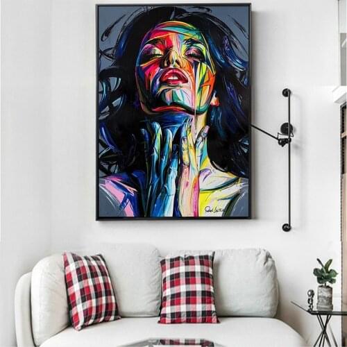 Modern Graffiti Style Character Canvas Painting Colorful Cool Portrait Sexy Woman Wall Art Pictures For Living Room Home Decor