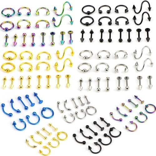 8/16pcs/lot Steel Ear Piercings Helix Piercings Eyebrow Piercings Lip Labret Rings Earring Tragus Barbell Piercings Body Jewelry