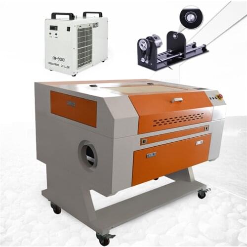 60W CO2 USB Laser Engraving Cutting Machine 700x500mm Engraver Cutter Wood working + Water Chiller CW5000AG+ROTARY AXIS