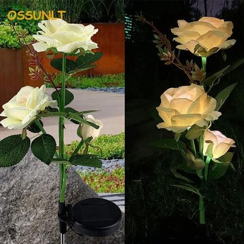 Solar Light Rose Flower Lamp LED Solar Garden Decoration Waterproof Outdoor Landscape Lawn Lamp Home Decor Flower Night Lights