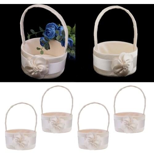 Pack of 4 Wedding Ceremony Flower Girl Basket Bridesmaid Bud Flower Round Design