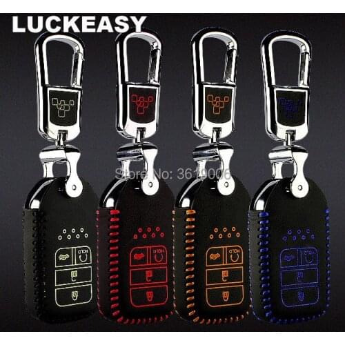 LUCKEASY High Quality Leather Remote Key Case Cover Holder For Honda civic 10th accord 2016