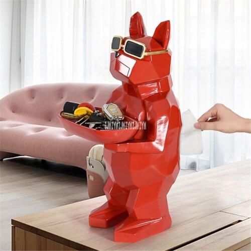 XR-319 Multifunctional Doorway Creative Tissue Box Desktop TV Wine Cabinet Tea Table Dog Key Candy Resin Dog Storage Ornament