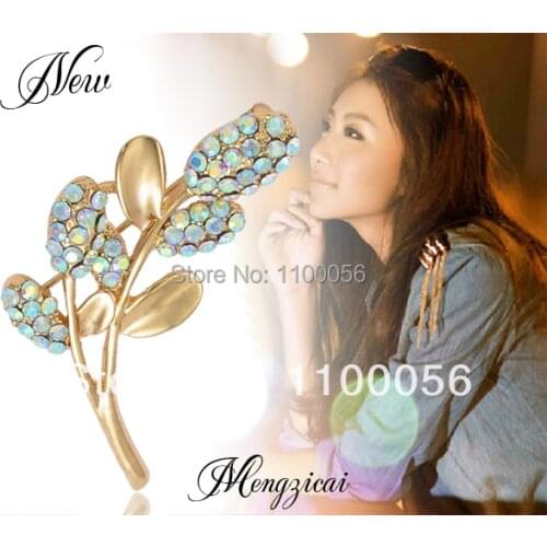 Broches Jewelry Fashion for women Party Dresses Rhinestone Plant Brooches Lapel pins for suits brooch X0987