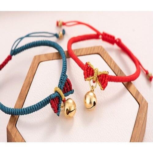 Bohemian Ethnic Bowknot Hand-woven Bells Womens Bracelet Jewelry Simple and Exquisite Girlfriends Couple Hand Jewelry Jewelry
