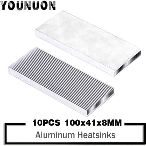 10PCS Aluminum Heat Sink Heatsink For High Power LED Amplifier Transistor 100x41x8mm