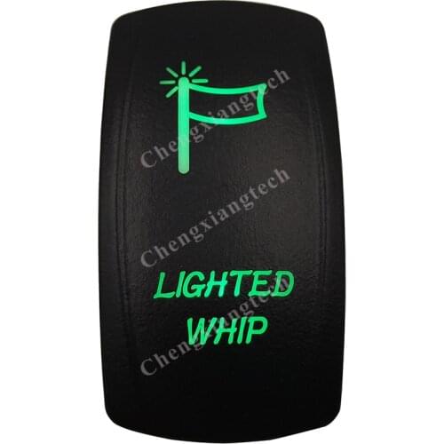 DC 12V 24V LIGHTED WHIP Rocker Switch GREEN Led lamp 5 Pin ON/OFF SPST Waterproof IP66