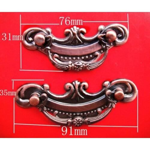 16pcs 76mm*31mm Antique Wing Metal Handle Shake Handshandle Red Bronze Drawer Door Jewellery Wooden Box Handle