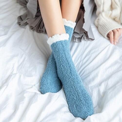 2021 Socks Women Winter Thickened Warm Terry Ladies Tube Sock Floor Socks Imitation Rabbit Wool Towel Girls Xmas Gift