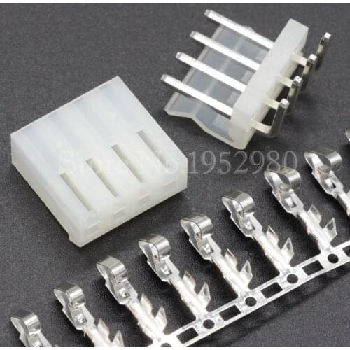 50Set/Lot CH3.96 Connector 4Pin 90 Degree 3.96mm Pin Header 3.96-AWG + Terminal + Housing