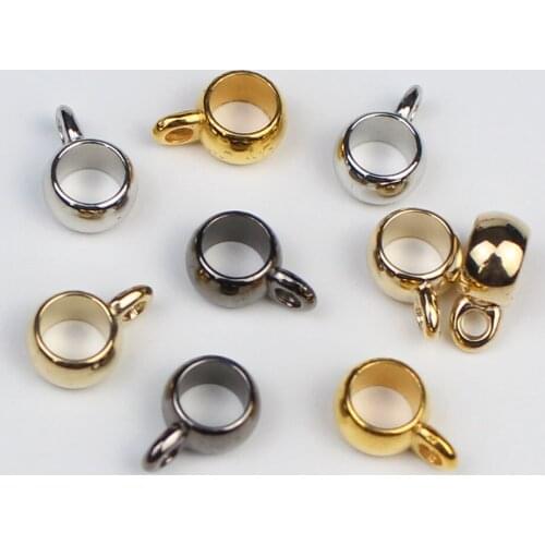 50pcs/lot Charms Bail Connector Acrylic CCB Big Hole Bead Pendant Clasp Spacer Beads for DIY Jewelry Making Supplies Accessories