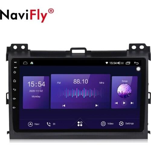 NaviFly 6GB+128GB QLED Screen 1280*720 Android 10 Car Radio Audio Multimedia Player For Toyota Land Cruiser Prado 120 2004 2009
